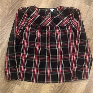 J. Crew Factory Plaid Blouse -Stewart Tartan Black/Red/Yellow
